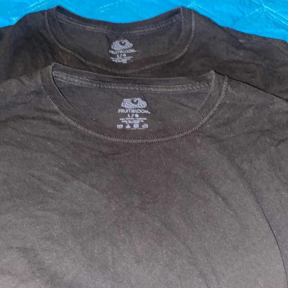 Fruit of the Loom Men’s Crew T-Shirt / TWO / BLACK / Size Large